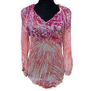 Casual Studio Sheer Abstract Top Small Purple Orange Boho Hippie Festival Retro